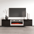 thumbnail image 1 of Cali WH-EF Floating Fireplace TV Stand for TVs up to 80", Modern High Gloss 72" Entertainment Center, Wall Mounted Electric Fireplace TV Media Console with Storage Cabinets, 1 of 8