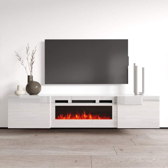 Cali WHEF Floating Fireplace TV Stand for TVs up to 80", Modern High