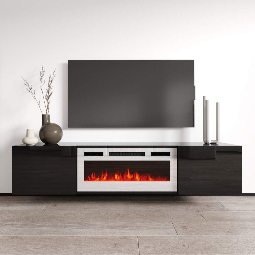 Cali WHEF Floating Fireplace TV Stand for TVs up to 80", Modern High