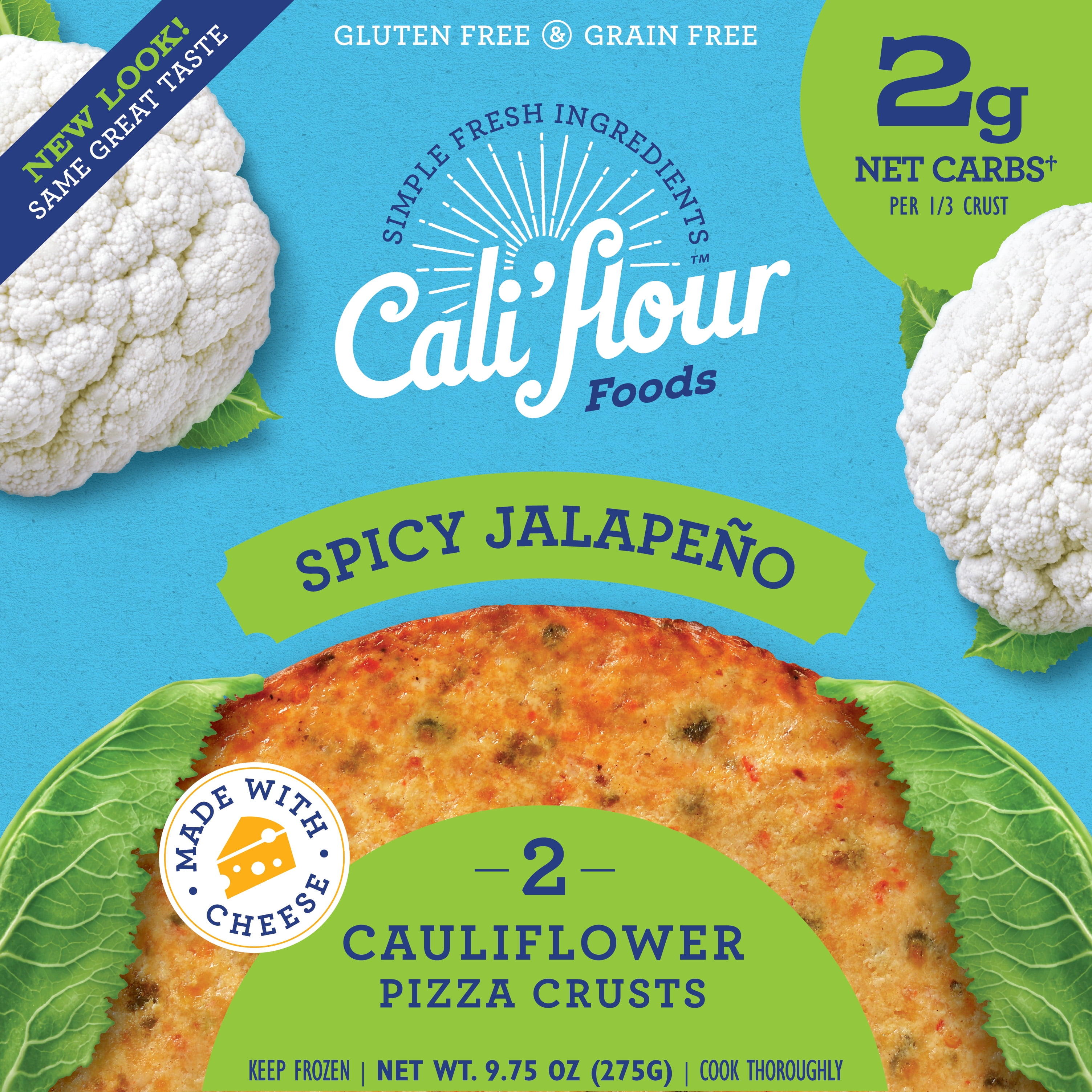 Cali'flour Foods Cauliflower Pizza Crust, Spicy Jalapeno, 9.75 oz, 2