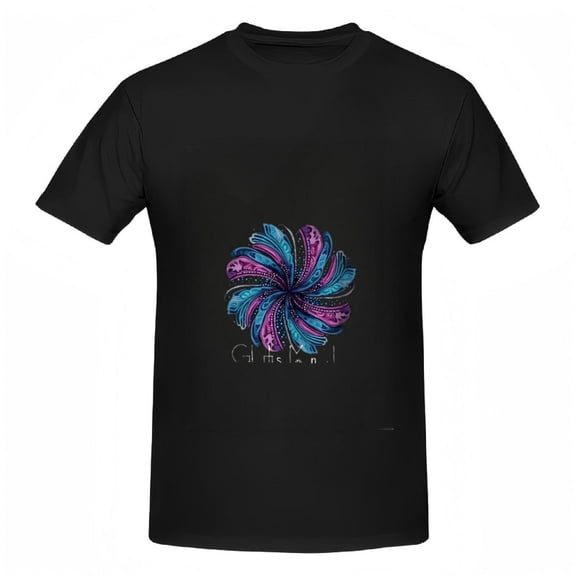 Cali the Art Women's Cotton Short Sleeve T-Shirt - Colorful Swirling Feather Design Artistic Tee Top for Casual Wear
