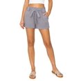 thumbnail image 1 of Cali1850 Oceanside Women's Paperbag Linen Shorts Elastic Waist Self Tie Belt Paper Bag Beach Pants with Pockets, 1 of 3