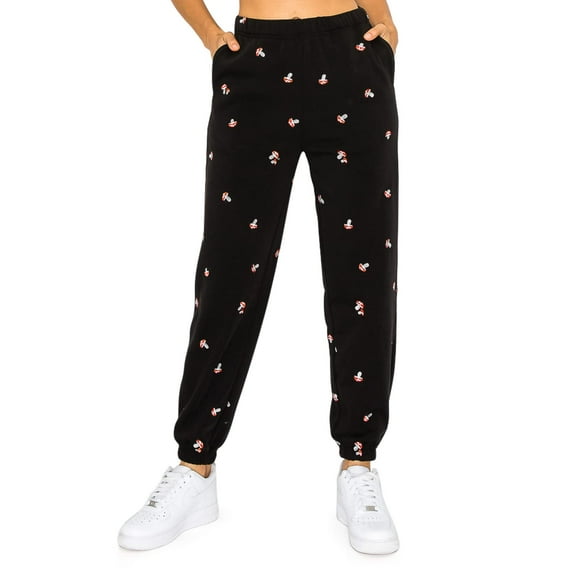 Cali1850 Women's All-Over Mushroom Embroidery Jogger Sweatpants Drawstring Elastic Waistband Casual Soft Comfy Pants with Pockets