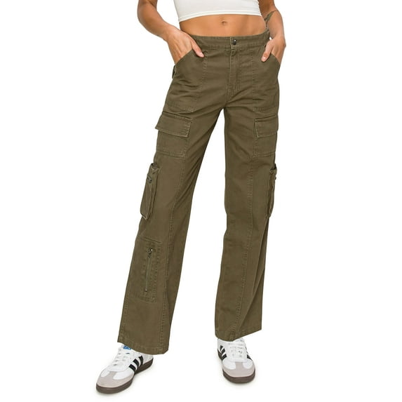 Cali1850 Women’s Casual Cargo Pants Straight Leg Multi Pockets Streetwear Trousers