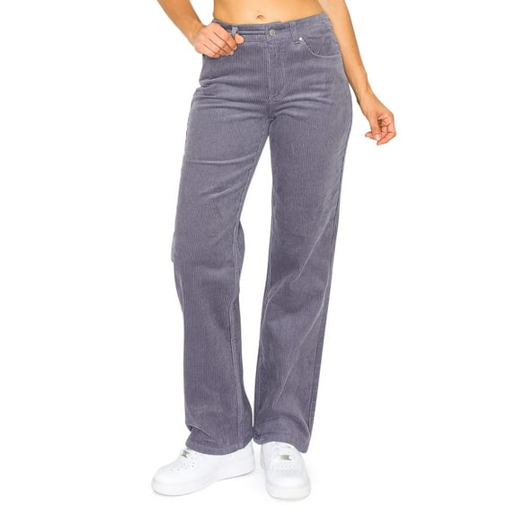 Cali1850 Women's Casual Corduroy Pants Straight Leg Button Closure Trousers with Pockets