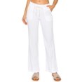 thumbnail image 1 of Cali1850 Women's Casual Linen Pants 29" Inseam Oceanside Drawstring Smocked Waist Lounge Beach Trousers with Pockets, 1 of 6