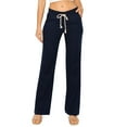 thumbnail image 1 of Cali1850 Women's Casual Linen Pants 32" Inseam Oceanside Drawstring Smocked Waist Lounge Beach Pants with Pockets, 1 of 6