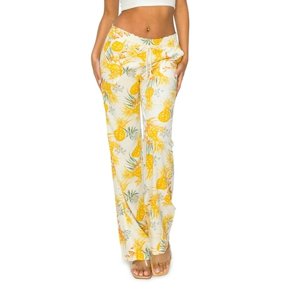 Cali1850 Women's Casual Linen Pants 32" Inseam Oceanside Drawstring Smocked Waist Lounge Beach Pants with Pockets