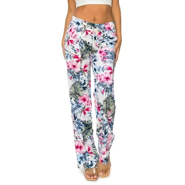 Cali1850 Women's Casual Linen Pants 32" Inseam Oceanside Drawstring Smocked Waist Lounge Beach Pants with Pockets
