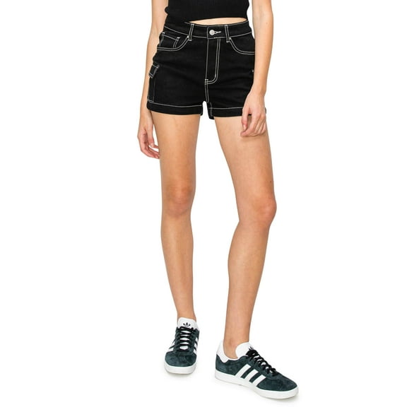 Cali1850 Women's Comfortable High Rise Contrast Stitch Cargo Shorts With Pockets And Belt Loops