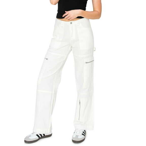 Cali1850 Women's Comfortable Relaxed Fit Carpenter Pants with Side Pockets, Zipper Pockets, Utility Loop