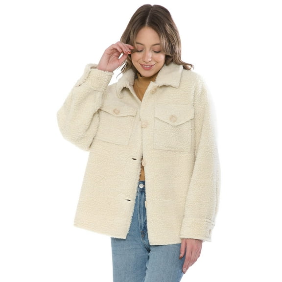 Cali1850 Women's Double Side Teddy Shacket