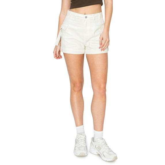 Cali1850 Women's High Rise Twill Cargo Shorts with Side Pockets Strap Closure