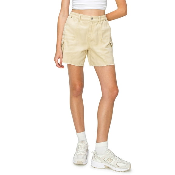 Cali1850 Women's High Rise Twill Cargo Shorts with Side Pockets Strap Closure