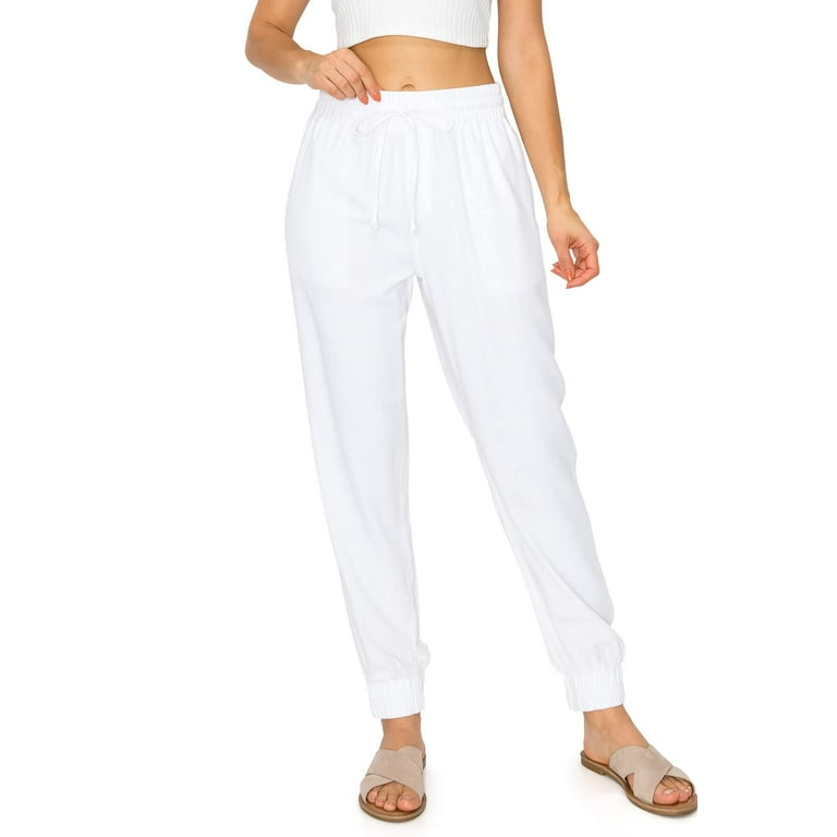 Drawstring linen joggers new arrivals