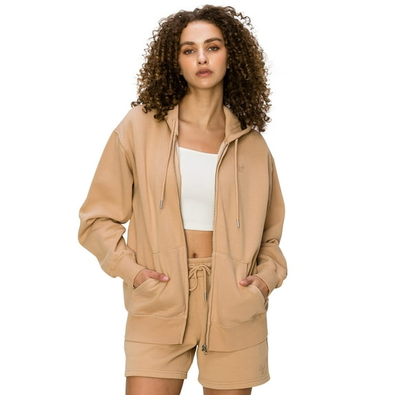 Cali1850 Women's Premium Cloud Fleece Zip-up Hoodie Long Sleeve Full Zip Hooded Jacket Casual Soft Cozy Top