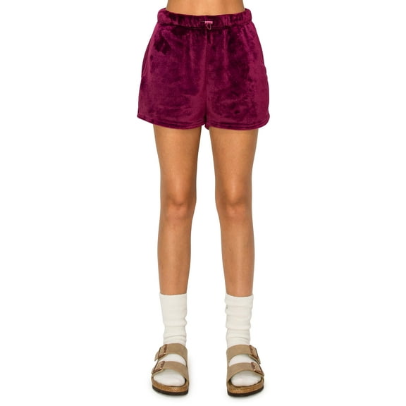 Cali1850 Women's Sherpa Shorts Sweatpants Bungee with Elastic Drawstring Waistband Soft Comfy Fuzzy Pants with Pockets