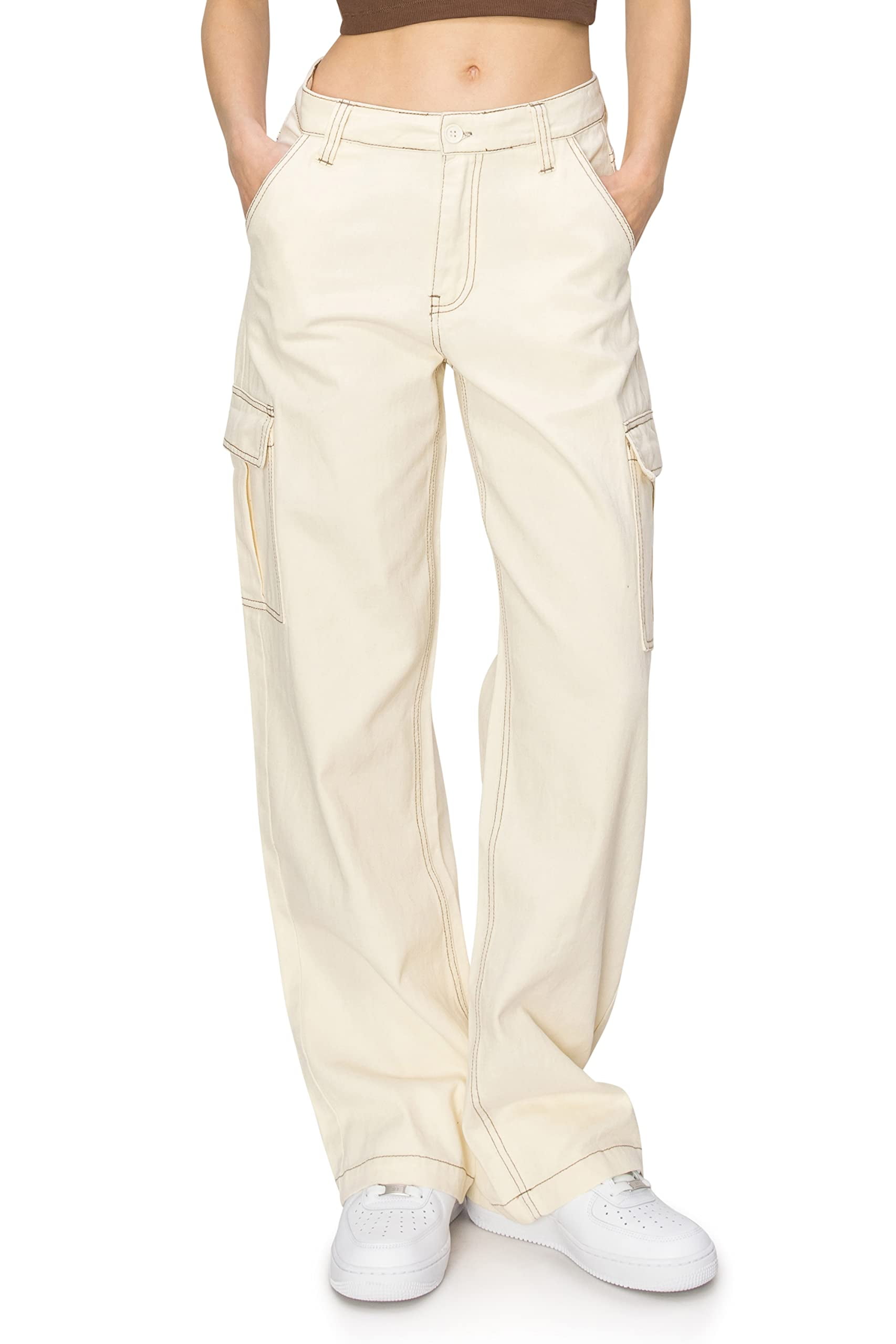 Women's Straight Leg Cargo Jeans with Multiple Pockets Ideal for Summer