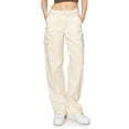 thumbnail image 1 of Cali1850 Women’s Straight Leg Cargo Pants Mid Rise Contrast Stitch Twill Fabric Casual Multi Pockets Trousers, 1 of 6