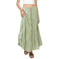 thumbnail image 1 of Cali1850 Women's XS~XL Lined Tiered Elastic Waist Linen Flare Maxi Skirt, 1 of 7