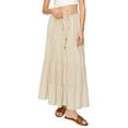 thumbnail image 1 of Cali1850 Women's XS~XL Lined Tiered Elastic Waist Linen Flare Maxi Skirt, 1 of 7