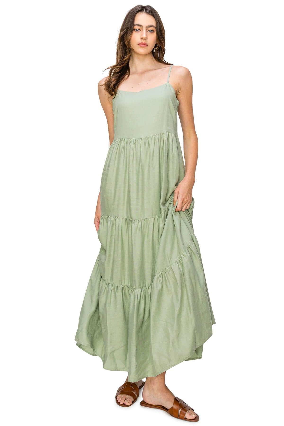 【CORALIST】CIELO マキシドレス CAPRI★リゾート感 Cali1850 Women's XS~XL Lined Tiered Sleeveless Linen Flare