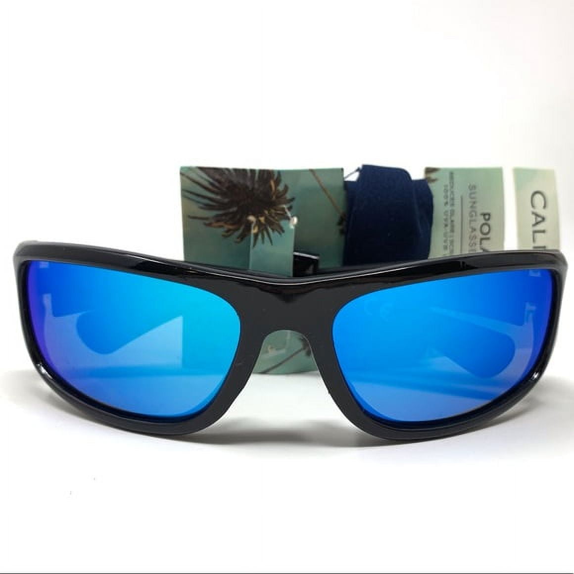 CaliBlue 0805 Polarized Sunglasses Black W/Blue Mirror