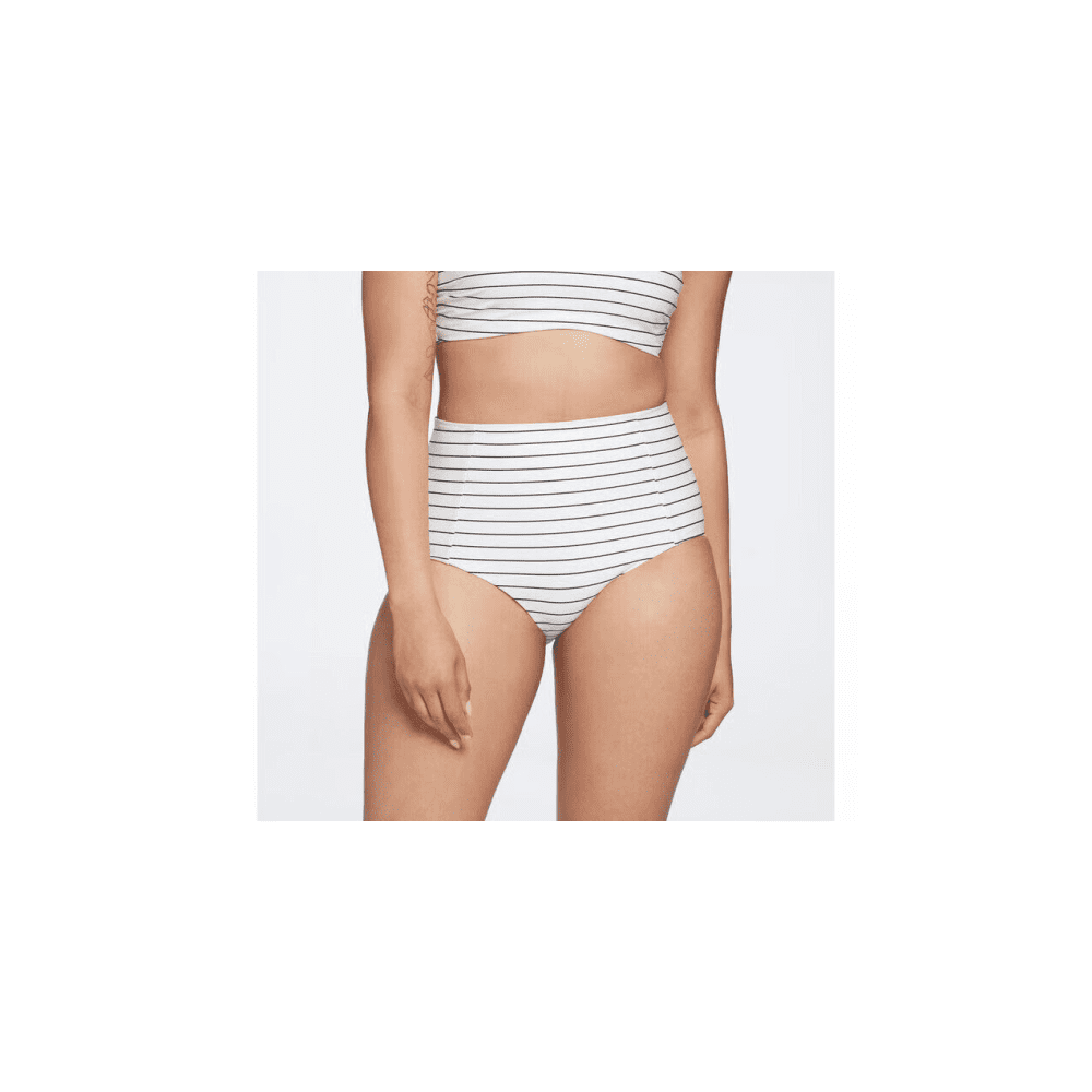 Calia Women's Power Sculpt High Rise Swimwear Bottom Stripe Black/White Medium.