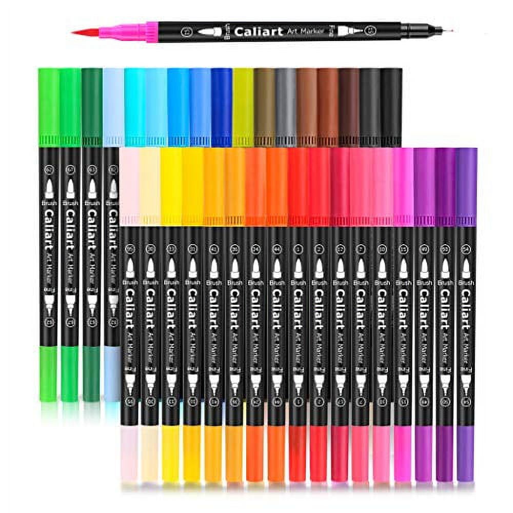 Caliart 34 Dual Brush Pens Art Markers, Artist Fine & Brush Tip Pen  Coloring Markers for Kids Adult Coloring Book Bullet Journaling Note Taking