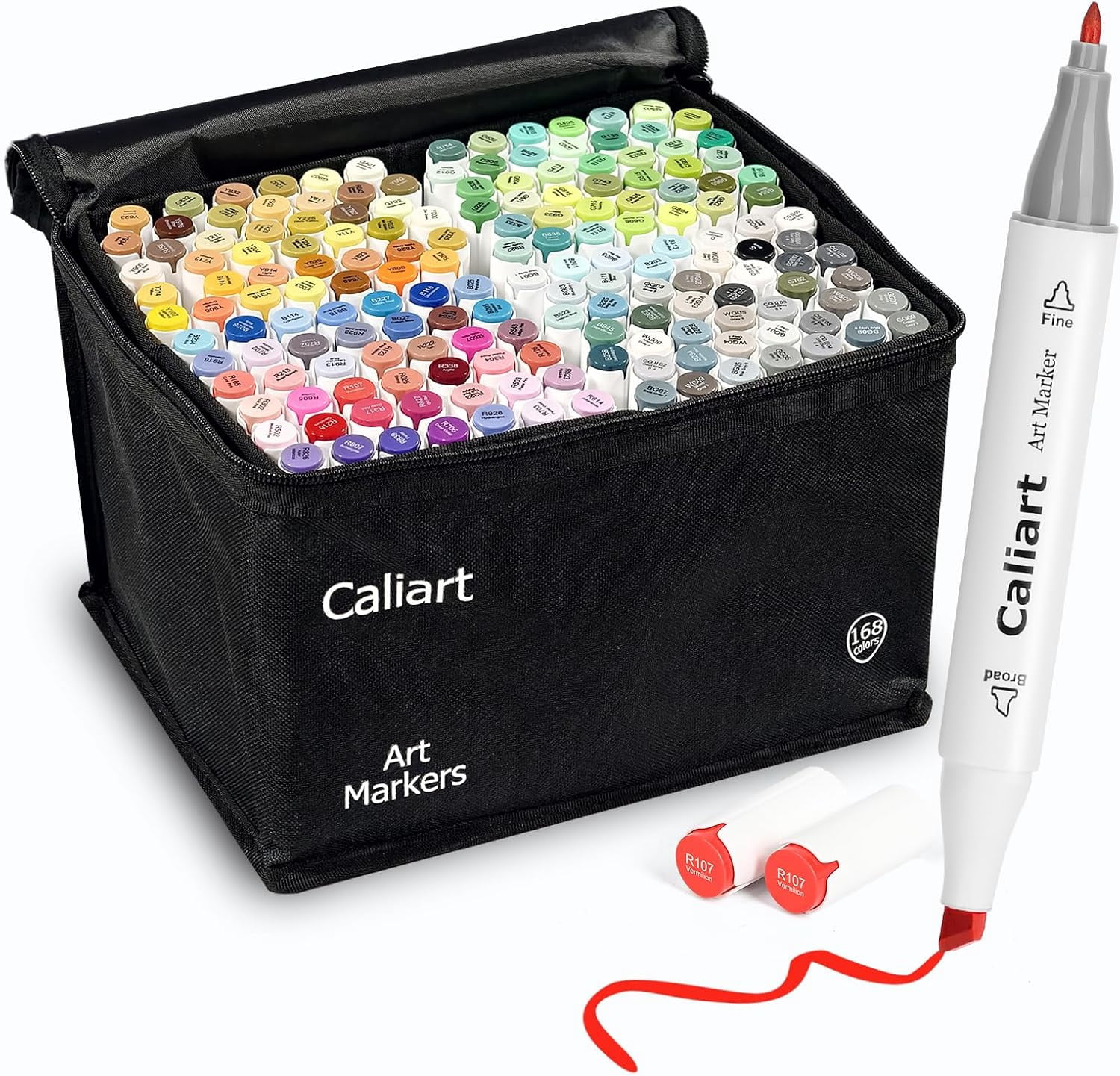 Markers, 168 Colors Dual Tip Art Markers Sketch Pens Permanent Alcohol Based, with Case for Adults Artists Drawing Illustration Sketching Coloring