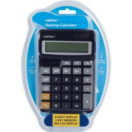 Caliber Desktop Calculator 8 Digit Display 3 Key Memory Big LCD Display Black