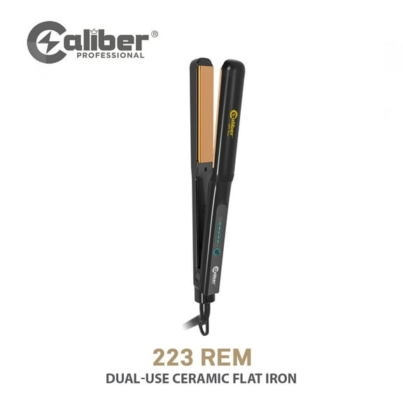 Caliber Pro 223 Ren 1 Dual-Use Flat Iron Professional Tourmaline Ceramic Straightener & Curler, 450F Adjustable Heat, Dual Voltage, Anti-Frizz Salon Styling Tool for Stylists and Barbers