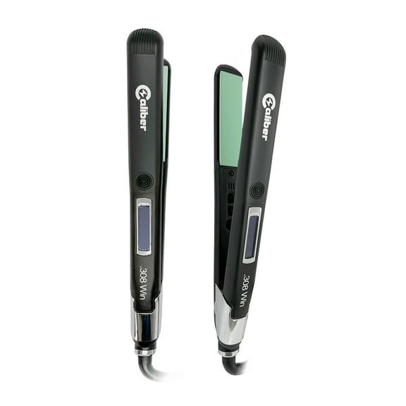 Caliber Pro .308 Flat Iron - Green Premiere Ceramic Plate - LED Temperature Display & Rapid Heat Up - Automatic Off Styling Irons - Lightweight Design Hair Straightener/Curler for Men and Women