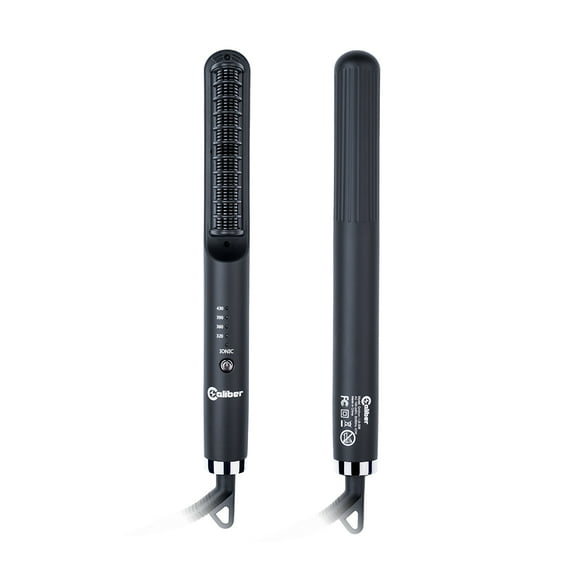 Caliber Pro Gridiron Straightening Comb - Firm Grip Hair Straightener Comb - Professional Quality Ceramic Coated Metal Plate Electric Hot Comb - Unique Design Hair Straightener with Dual Voltage