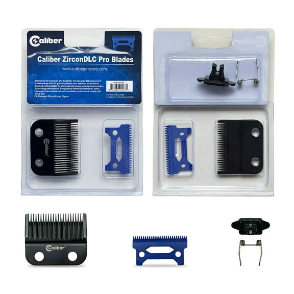 Caliber Pro Zirconia DLC Hair Clipper Blades, Professional Barber Trimmer Replacement Blades, Compatible with Disruptor ZR and Focus Clipper