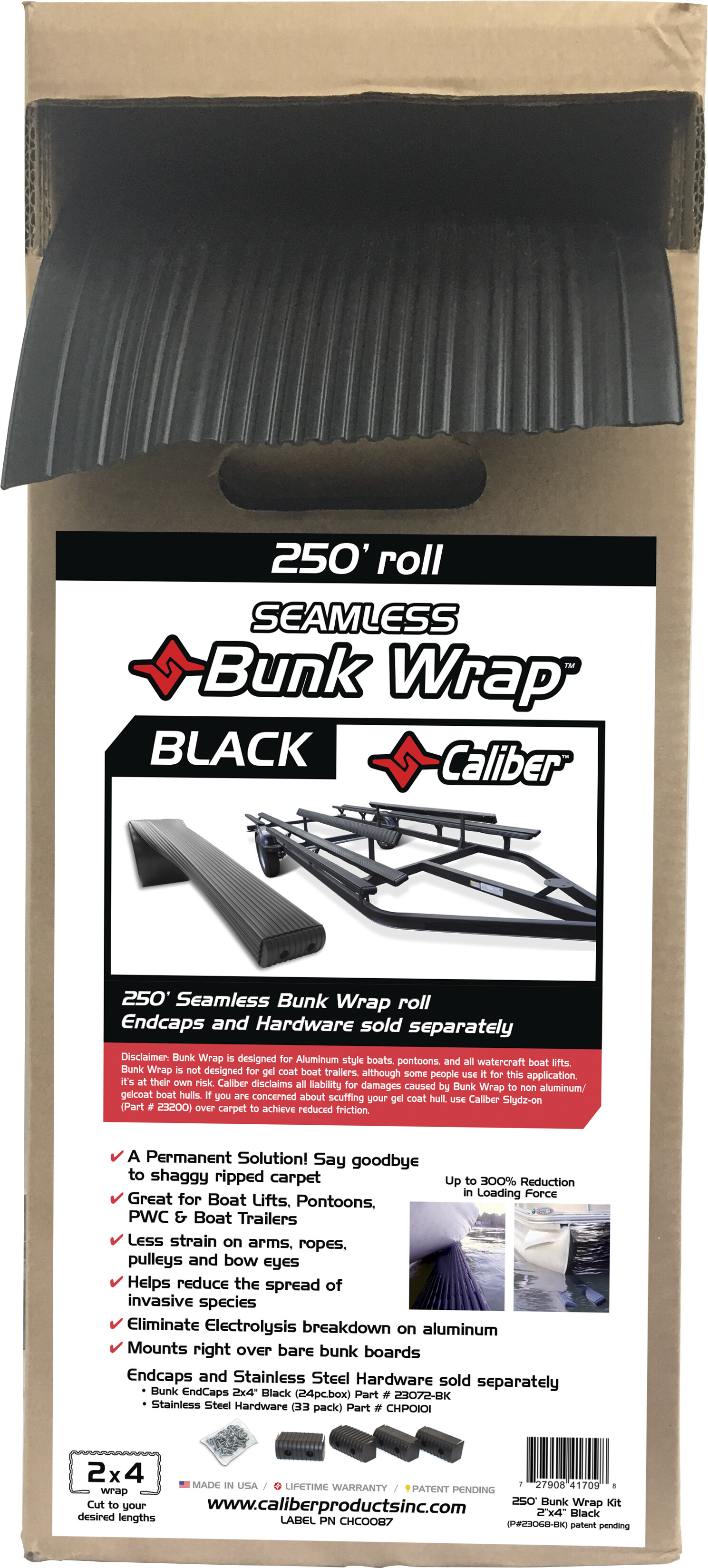 Caliber Products 23068BK Bunk Wrap 2in. x 6in. x 250ft. Roll Black