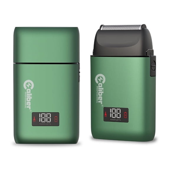 Caliber Solo Professional Electric Shaver, Metal Shell, 2-Hour Battery Life, IPX4 Waterproof, LCD Display, USB-C Charging, Green