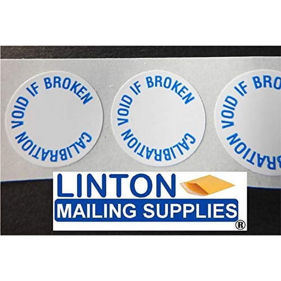 "Calibration Void IF Broken" Labels, 3/4 Inch Circle, Tamper Resistant Vinyl, 250 per Roll in a Handy Dispenser Box