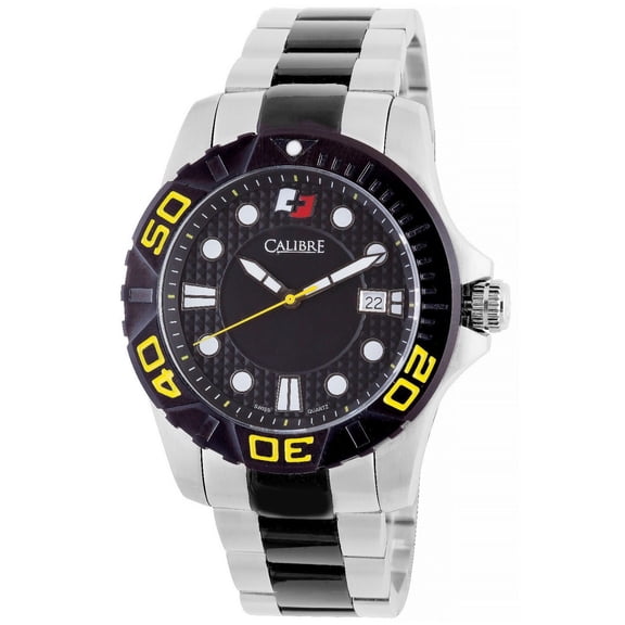 Calibre Men's SC-5A1-04-002 Akron Unidirectional Rotating Bezel Luminous Black Dial Two-Tone Stainless Steel Date Wristwatch