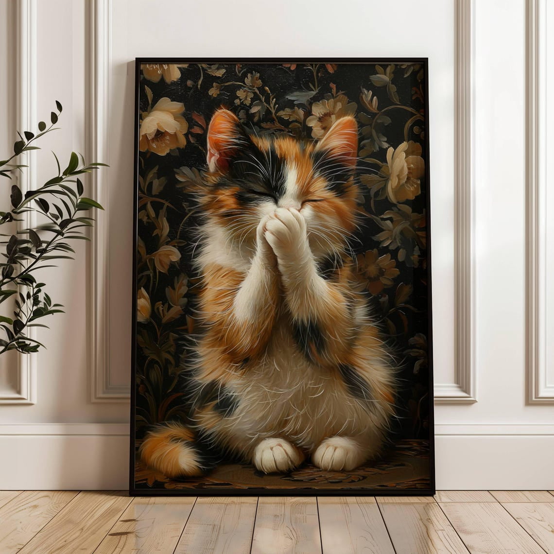 Calico Cat Bathroom Wall Art Print, Quirky Toilet Scene Home Decor ...