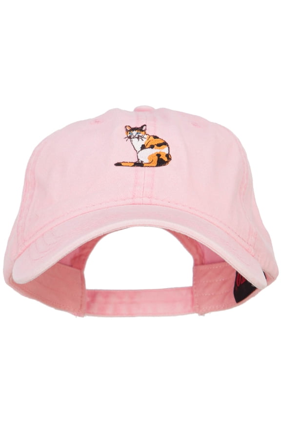 Calico Cat Embroidered Washed Cotton Twill Cap - Pink OSFM