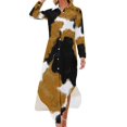 thumbnail image 1 of Calico Cat Fur Print Long Sleeved Shirt Dress birthday dresses for women Dress vintage, 1 of 6