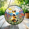 thumbnail image 1 of Calico Cat Glass Suncatcher, Calico Wildflower Hanging Decor, Meadow Cat Floral Window Hanging, Cat Mom, Cat Memorial, 3.5 in, 1 of 3