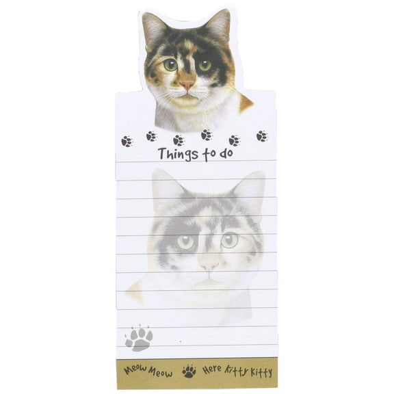"Calico Cat Magnetic List Pads" Uniquely Shaped Sticky Notepad Measures 8.5 by 3.5 Inches