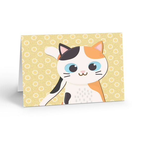 Calico Cat Note Cards for Correspondence - 10 Note Cards with Envelopes - Cat -