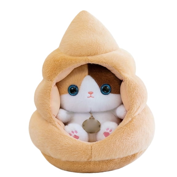 Calico Cat Plush, Plush Toys, Soft Stuffed Animal, Poop, Cat Bell, Stuffed Animal Eyes, Cat Lover, Cat Gift, Funny Plush, Home Display, 1 Pc