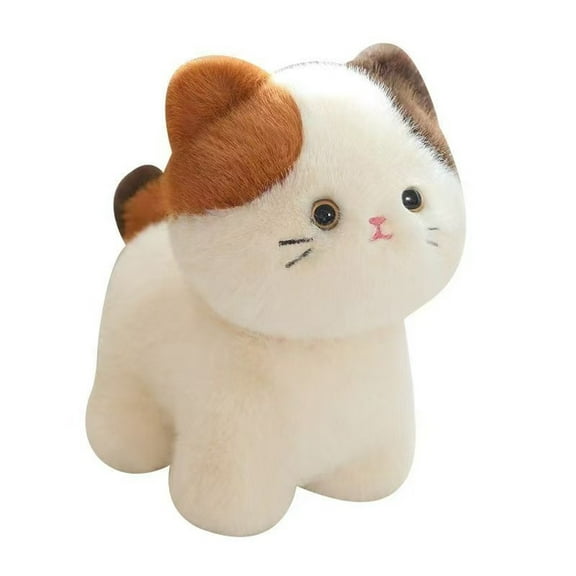 Calico Cat Plush Toy Soft Standing Kitty Stuffed Animal Cute Home Decor Gift