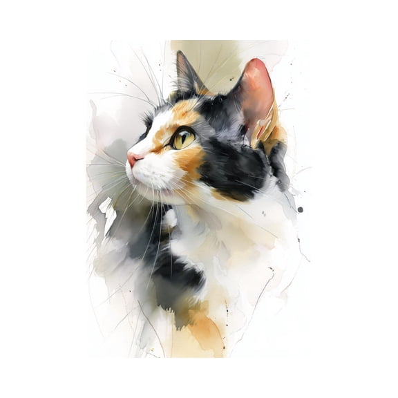 Calico Cat Portrait First Pet Tortoiseshell Cat Animal Artwork Cozy Cat Feline Poster Unframed Paper Print