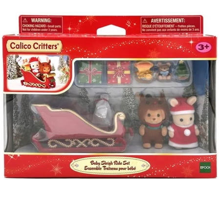 Calico Critters Baby Sleigh Ride, Limited Edition Seasonal Holiday Set with 2 Collectible Doll Figures and Accessories
