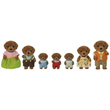 Calico Critters Chocolate Labrador Family - Set of 7 Collectible Doll Figures